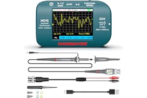 HANMATEK Osciloscopio Digital Portátil, 50MHz 200MSa/s, 2 en 1 con Fuente de Señal 1KHz, 2.8" TFT, USB-C Recargable, HO15