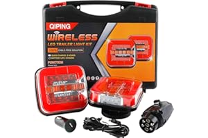 Qiping Wireless Trailer Lights, 12V LED Magnetic Trailer Lights, IP67 Waterproof, Rechargeable, Tail Lamps Set for Car Truck Caravan Lorry RV E9 Approved