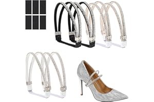 SALBSEVER 3 Pairs Elastic High Heels Shoe Straps, Shiny Shoe Straps for Shoes, Detachable Rhinestone Anti-Loose Straps Shoe Strap Belt Band for Holding Loose High Heels Pumps Replacement Ankle Straps for Heels