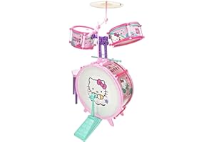 CLAUDIO REIG Reig 1491 - Set Batteria Hello Kitty, 3 Pezzi con Sgabello