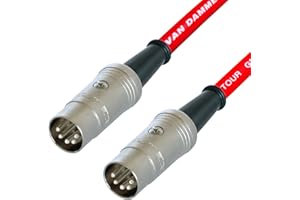 VAN DAMME, REAN Van Damme Midi Lead. 5 Pin Din PHANTOM POWER Synth, Interface, Foot Switch Cable (4m, Red)