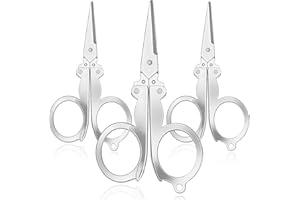 Honoson 3 Pcs Petits Ciseaux Pliants Mini Ciseaux de Voyage Ciseaux Pliables Portables de Poche Porte-Clés Petits Ciseaux en Acier Inoxydable pour Artisanat Camping Extérieur Famille Maison Bureau