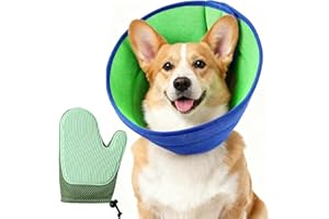 IUIIAII Soft Dog Cone,Cone for Dogs Prevent Licking Recovery Collars for Dogs, with Pet Grooming Glove Apply to Small Dog Recovery Collar with Soft Protect Edge