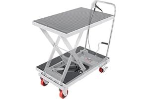 VEVOR Carrello Elevatore Idraulico, Capacità 230kg, Altezza di Sollevamento 220-720 mm, Piattaforma Elevatore Manuale a Forbice Singola con Cuscinetto Antiscivolo, Carrello Idraulico a Forbice Grigio