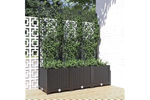 Myheimly Pflanzkübel mit Rankgitter Blumenkübel Pflanzkasten Blumentopf Blumenkasten Rankhilfe Spalier Schwarz 120x40x136 cm PP