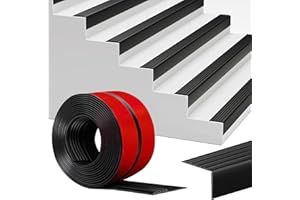 BUERPINKING Perfil para Bordes de Escaleras Autoengluible 4M, 45x50mm Perfil Antideslizante para Escalones, Banda de Bordes de Escaleras de PVC, Protección de Bordes de Escaleras, Negro