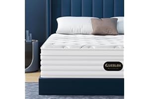 Queblox 4FT6 Double Mattress, 11 Inch 7-Zone Pocket Sprung Mattress with Memory Foam and Soft Knitted Fabric, Medium Firm, Motion Isolation White 135x190x28cm
