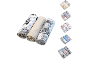 BABYSAFE Baby Safe - Paquete de 3 toallas de bebé de 80 x 70 cm, 100 % franela de algodón orgánico con certificado OEKO-TEX Muselina de bebé de algodón, ideales como babero, muselina de bambú | cebra