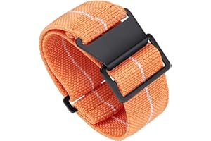 BINLUN Elastyczny Nylonowy Pasek Spadochronowy w Stylu Marynarki Wojennej Wymienny Materiałowy Pasek Do Zegarka z Haczykiem i Pętelką Czarny/Srebrny Mężczyźni Kobiety 13 Kolorów, 3 Rozmiary 18/20/22 mm