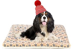 MORA PETS Dog Bed Mat Small Washable Dog Crate Mattress for 30 inch Cage Soft Flat Pet Cushion Bedding Puppy Pillow Blanket for Cats Puppy Dogs Reversible 74x54cm Brown