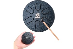 Aedcbaide Tongue Drum Portable Mini Drum 3 Inch 6 Tones Steel Tongue Drum, D Major Singing Bowl Handpan Instrument with Beaters for Children Meditation Yoga Sound Healing Garden Christmas (Blue)