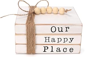 kroucoco Small Size Wood Decorative Book Stacks|Farmhouse Decor Book Stack|Decorative Wooden Books (white)