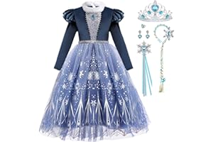 LiUiMiY Dziewczęcy kostium księżniczki Elsy, z długim rękawem, fantazyjna sukienka, tiul, na urodziny, karnawał, Boże Narodzenie, imprezę