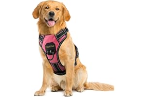 PCEOTLLAR Arnés Antitirones Perro Transpirable con Control de Manija y con Lineas Reflectantes Arnés Pecho Perro Duradero con Chaleco Acolchado Ajustable para Perros Grandes y Pequeños - Rosa - L