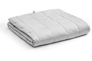 YnM Öko-Tex-zertifizierte Premium-Decke mit Glasperlen, 152,4 x 203,2 cm, 9 kg, Baumwolle, beruhigend, schwere Gewichtsdecke mit Glasperlen, für Queen-Size- und Kingsize-Betten, Hellgrau