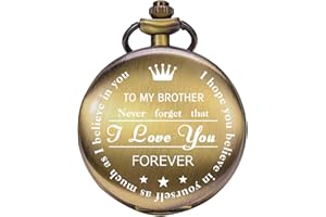 ManChDa Personalized Engraved Pocket Watch to Brother, Vintage Pocket Watches with Chain for Men,Anniversary & Birthday Gift