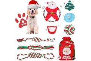 FAYOGOO Xmas Dog Toys, Interactive Dog Toys Dog Rope Toys Indestructible Dog Toys for Aggressive Chewers, 8 Packs Dog Chew Toys and Squeaky Dog Toys, Dog for Small Medium Dogs