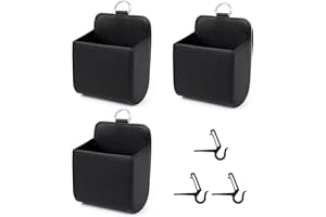 LuluDa 3 PCS Car Organizer Interior Storage Bag Air Vent Outlet Pocket Practical Durable PU Accessories for Phone Glasses Keys Coins Bills Small Items