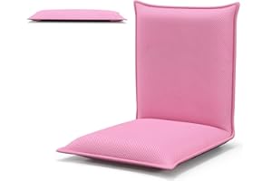 RELAX4LIFE Folding Floor Chair, Lazy Sofa Lounger Recliner with 6-Position Adjustable Backrest, Home Office Comfortable Cushioned Lounge Chair for Reading Games Meditation (Pink)