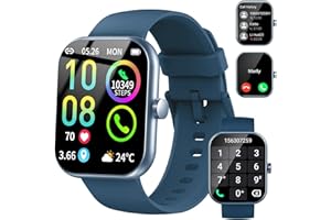 JUGEMAN Smartwatch Uomo Donna, 1.96" Orologio Smartwatch con Effettua/Risposta Chiamate, 113+ Sportive Smart Watch con Cardiofrequenzimetro/Contapassi, Impermeabile IP68 Fitness Tracker per Android iOS, Blu