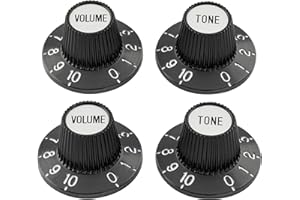 Musiclily Pro Fino 24 Splines Manopole Witch Hat Tone Volume Knobs per Pedale Effetto Amplificatore Chitarra Elettrica Basso, Nero(Set 2T2V)