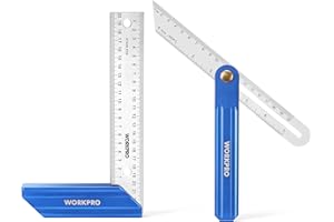 WORKPRO Jeu de 2 Equerres de Menuisier, Equerre 230 mm et Fausse Equerre 200 mm avec Lame en Acier Inoxydable et Manche en Alliage d'Alu Idéal pour Menuisier, Charpentier et Travail du Bois