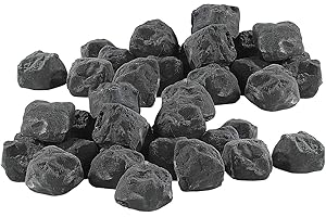Carlo Milano Fireplace Accessories: Set of 2 Decorative Stones for Bio-Ethanol Ovens, Black (Decorative Charcoal for Bioethanol Fireplaces, Ceramic Fire Decoration, Table Fireplace)