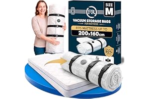 FR FIRIO FiRiO Bolsa al Vacio Colchon de hasta 200x160cm (Tamaño de la Bolsa: 240x200cm) I Bolsa Vacio Colchon para Colchones de Espuma, Gel y Látex I Mattress Vacuum Bags I Con Correas de Sujeción