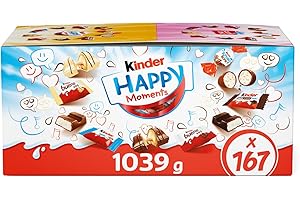 Kinder Happy Moments - 167 Cioccolatini Assortiti Kinder, Mix di Snack Dolci in Formato Mini, Ideali da Condividere a Feste e Compleanni, Maxi Confezione da 1039 gr