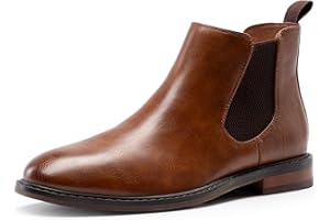 Bruno Marc Men Chelsea Slip On Leather Boots, Comfort Walking Waterproof Work and Fashion Boots for Men