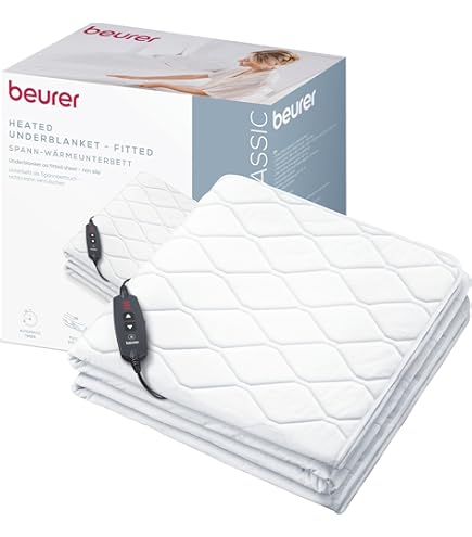 Beurer HD 75 Nordic verwarmde deken, knusse warmtedeken in imitatiebontlook, met 6 temperatuurstanden, machinewasbaar (30 °C), verwarmde deken met automatische uitschakeling, beige/bruin, 180 x 130 cm