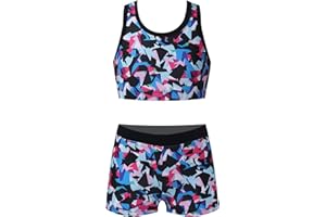 TiaoBug Conjunto Corto de Deportivos para Niñas Tanks Top y Pantalones Cortos de Deporte con Cintura Elástica Ropa de Deportiva Danza Gimnasia