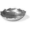 Red Co. 8.75” Silver Moon Decorative Metal Torn Hammered Asymmetrical Centerpiece Bowl with Pointed Edges