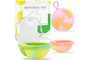 Kuvarix Disque Menstruel, 2 Pièces Coupe Menstruelle Réutilisable(S+L), Cup Menstruelle en Silicone pour Tous les Courants, Sans Danger pour le Sport et la Natation