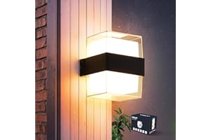 VivaLet LED Aplique Pared Interior, 12W 1200LM Lampara Exterior Moderna, IP65 Apliques Pared, 3000K Up and Down Iluminación, Luz Exterior Pared para Salón Dormitorio Jardin Balcón Baño, Negro 1 Pack