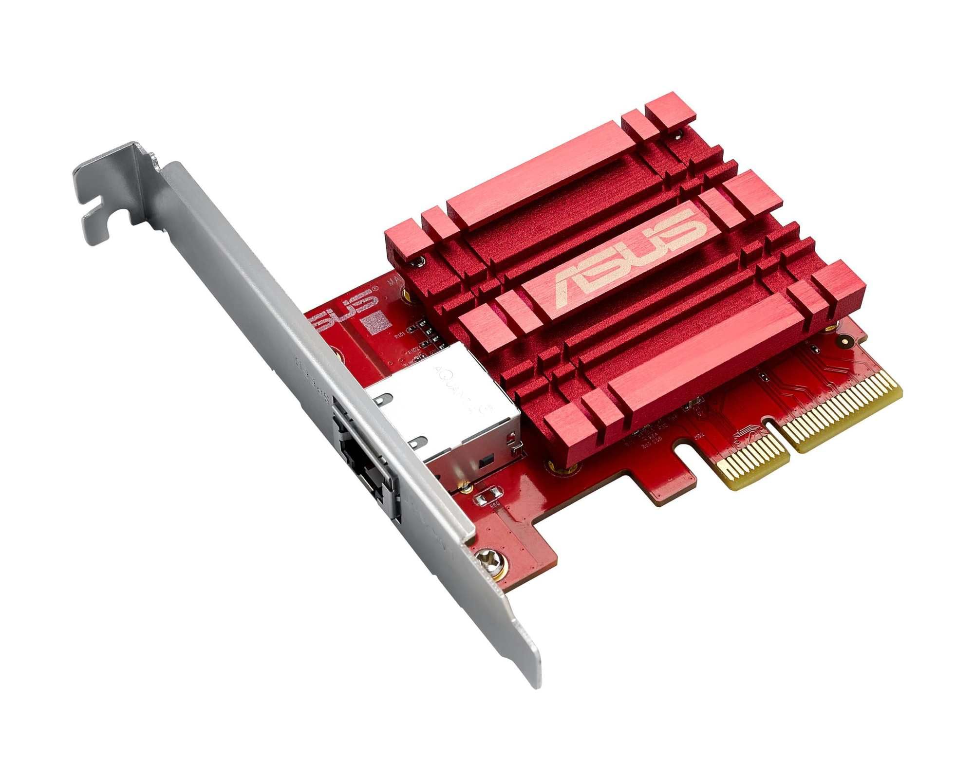 ASUS XG-C100C 10Gbase-T Pcie Network Adapter with Backward Compatibility of 5/2.5/1G and 100Mbps ; RJ45 Port and Built-in Qos, Red