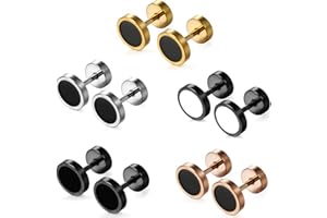 Aroncent Lot de 6 à 10 boucles d'oreilles à tige en acier inoxydable pour homme et femme 8 mm Or rose