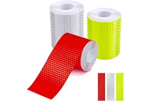 BREANIFULL 3 Rotoli Nastro Catarifrangente Adesivo Strisce Catarifrangenti Adesive 3 m X 5 cm Nastro Riflettente Notte Promemoria di Sicurezza Riflettente ad Alta Intensità per Automobili Veicoli e Trattori