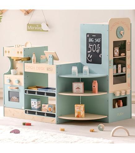 Cuisinière Jouet En Bois ROBUD Avec Accessoires - Four, Pizzas, Cupcakes, Jeu D'imitation Pour Enfants Dès 3 Ans