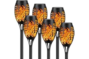 BOOTEEK Luces de llamas Solar Exterior, 6 Piezas Antorchas Solares Exterior Jardin con llamas Realistas, 12 LED Luces Solares Exteriores para Decoración Jardín, Patio,Caminos,Patio, Impermeable IP65