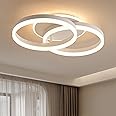 Amdelne Plafonnier LED 2 Anneaux 50cm 36W, Design Moderne, Dimmable avec Télécommande, Métal