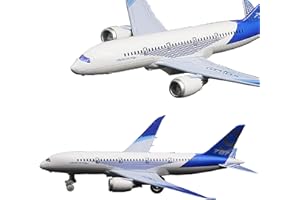 OTONOPI Airplane Toys Bump and Go Airlines Die Cast Metal Model Plane Toy with Lights and Sounds for Kids Blue
