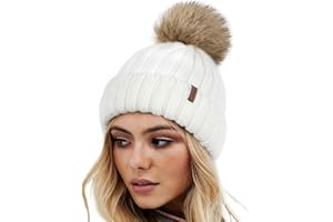 FURTALK Chapeaux d'hiver pour Femme Double Couche en Polaire avec Pompons à Pompons