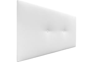 DHOME Cabecero de Polipiel o Tela Acualine Liso con Botones Tapizado de Alta Gama Cabezal Lujo Cama Dormitorio Moderno Acolchado (Tela Blanco, 95x50cm (Camas 80/90))