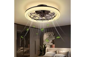 Hondony 49cm Deckenventilator mit Beleuchtung und Fernbedienung Leise, Dimmbar Deckenlampe mit Ventilator, Modern Deckenleuchte Ventilator mit Licht für Schlafzimmer Wohnzimmer