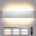 ENCOFT 18W Indoor Dimmable Wall Light with Remote Control, Dimmable LED Wall Lamp Modern Up Down Light Wall Lighting IP44 for Living Room Bedroom Hallway Stairs,Silver