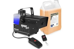 BeamZ RAGE600 Mini Nebelmaschine mit Flüssigkeit, 5 Liter inkl., 600 Watt Fogger, 2x Fernbedienung, Smoke Machine mit 2L Tank, Fog Machine, Nebelmaschine Halloween für Party, Hochzeit, Events