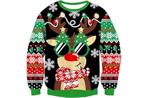 Loveternal Pull de Noël Unisexe pour garçons et Filles - Cadeau pour Enfants - Manches Longues - Col Rond - Sweat à Capuche décontracté - Pull de Noël Moche - Âge 7-14 Ans