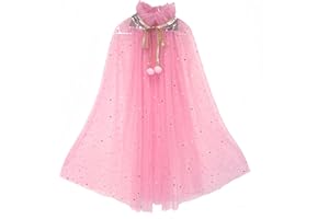 Proumhang Cape de Princesse pour Filles,Cape de Princesse Colorée,Robe de Princesse en Tulle avec Sequins Scintillants,Cadeau de Fête pour les Filles de 3 à 8 ans