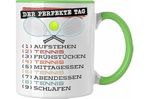 Trendation - Tennis Tasse Geschenk Becher Der Perfekte Tag Tennis-Spieler Geschenkidee Spruch (Grün)